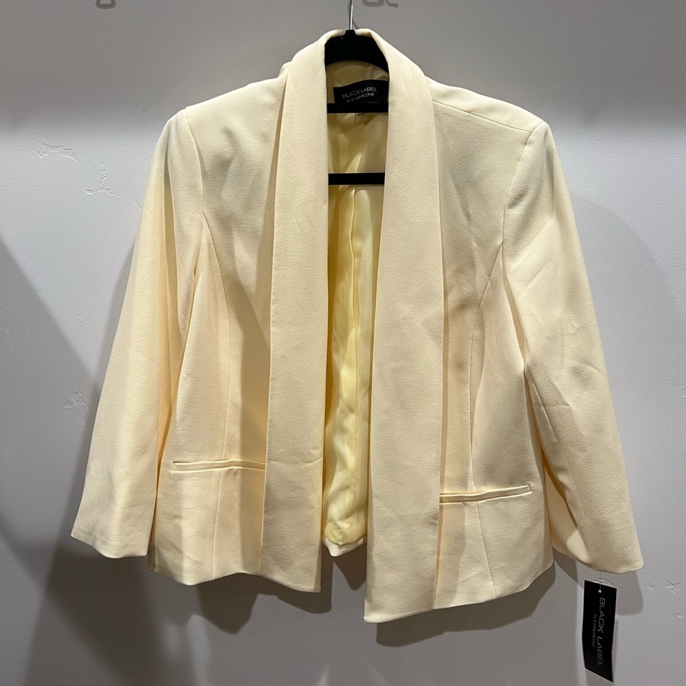Black Label Pastel Yellow Cropped Blazer